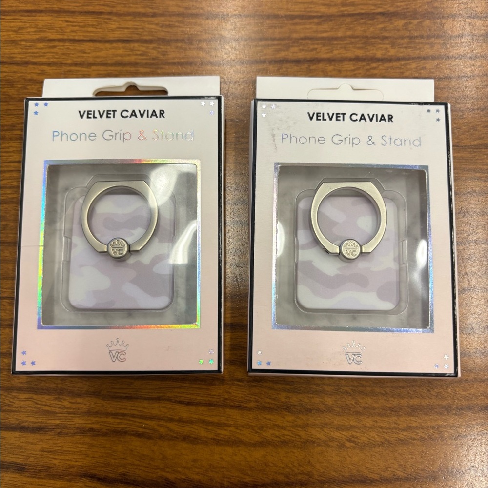 Set of 2 Velvet Caviar Silver and White Phone Ring Holder